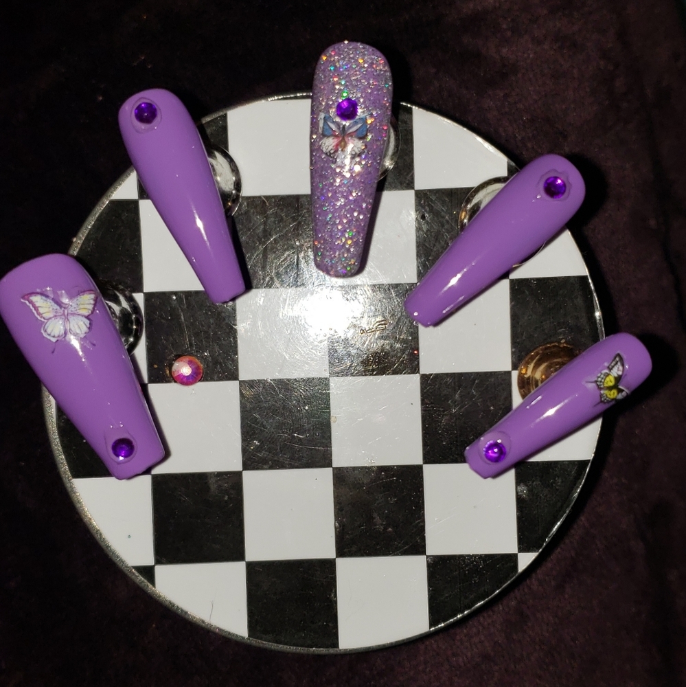 Press On Nails Ballerina-Shaped/Lilac